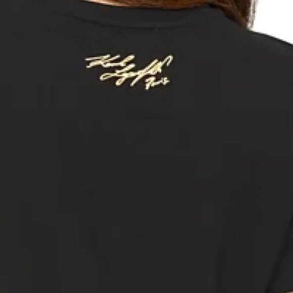RARE & NEW ✅ KARL LAGERFELD PARIS  Gold Beaded Design T Shirt ✨ NEW - Picture 7 of 9
